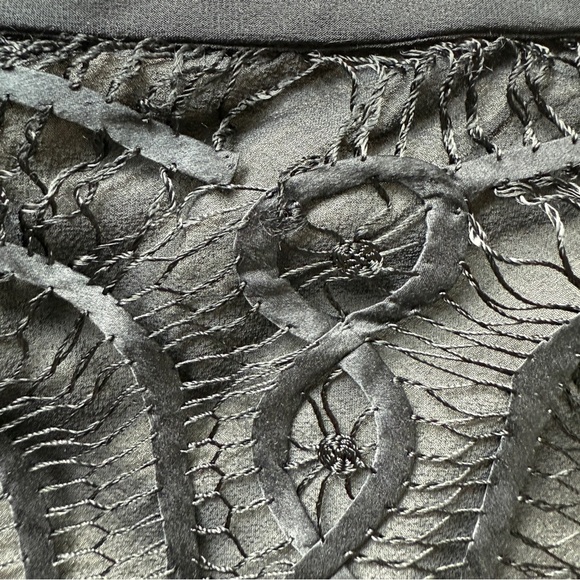 Max Studio Women's Black 100% Silk Lace A-Line Skirt Size M Party Date Cocktail - Picture 6 of 7